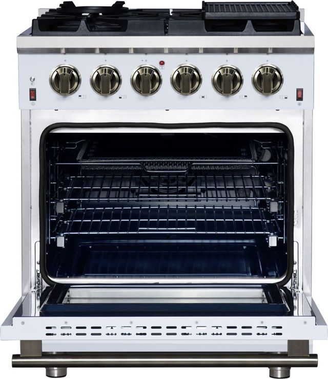 FORNO® Massimo Series Alta Qualita 30" White Pro Style Gas Range-3