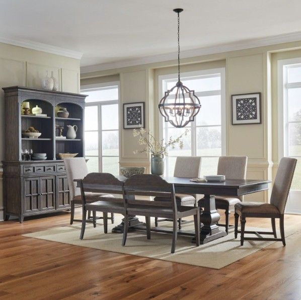 Liberty Furniture Paradise Valley 6-Piece Saddle Brown/Tobacco Trestle Dining Set-1