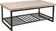 Riverside Furniture Capri Alabaster Travertine Rectangular Coffee Table with Black Base-0