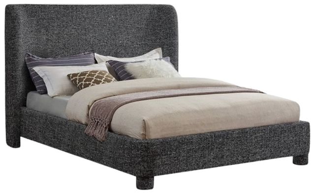 Meridian Furniture Penny Black King Linen Textured Upholstered Panel Bed-0