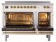 Ilve® Nostalgie II Noblesse 48'' Antique White Pro Style Induction Range with Brass Trim-1