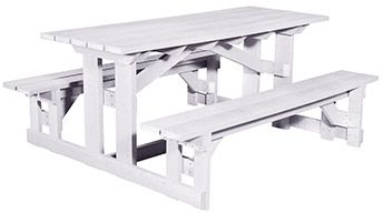 C R Plastics White Rectangular Picnic Table-0