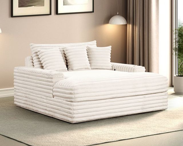 Furniture of America® Veyrier White Arm Chaise-4