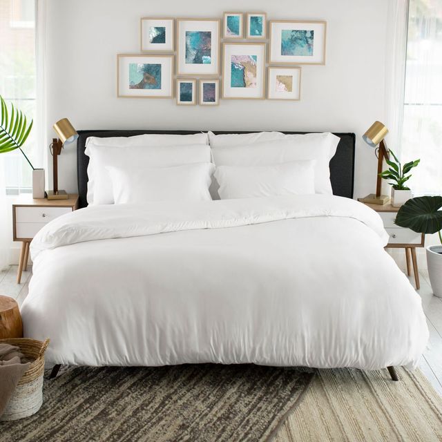Cariloha 3-Piece Bamboo Sateen White King Duvet Cover Set-2