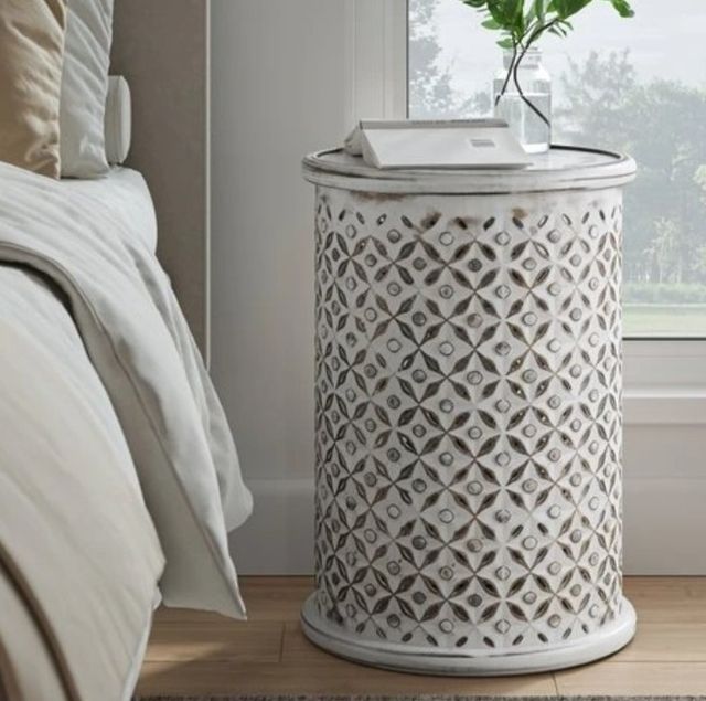Jofran Inc. Global Archive Decker Antique White Large Drum Table-1
