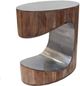 A & B Home Oval Steel Tabletop Side Table with Wood Lighting -3