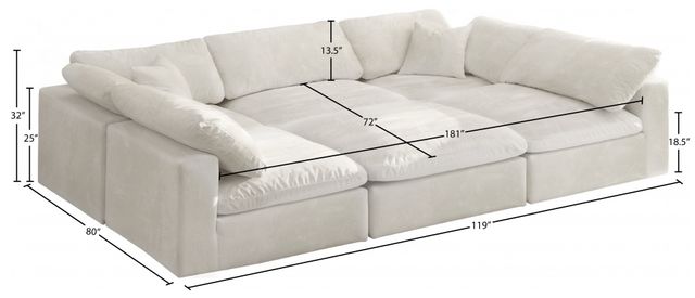 Meridian Furniture Cozy 6-Piece Cream 119" Modular Sectional-1