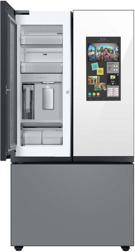 Samsung Bespoke 24 Cu. Ft. Matte Grey/White Glass Counter Depth 3-Door French Door Refrigerator with Family Hub™-2