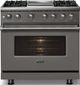 Viking® 5 Series 36" Damascus Gray Pro Style Dual Fuel (NG) Range with Polished Chrome Trim-2