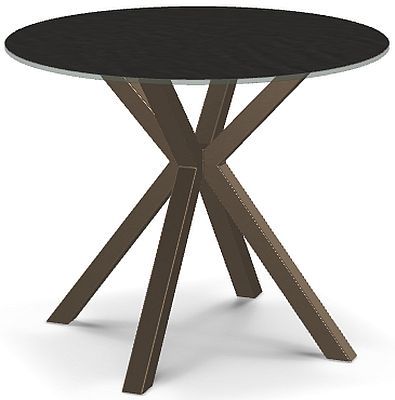 Amisco Customizable Asterisk Black Glass Round Table with Metal Starburst Stand-0