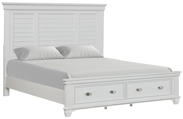 New Classic® Home Furnishings Jamestown 4-Piece White Eastern King Panel Storage Bedroom Set-2
