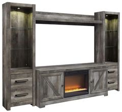 Signature Design by Ashley® Wynnlow 4-Piece Rustic Gray Entertainment Center with Electric Fireplace