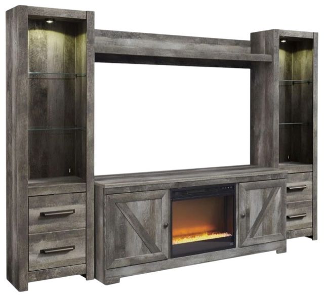 Signature Design by Ashley® Wynnlow 4-Piece Rustic Gray Entertainment Center with Electric Fireplace-0