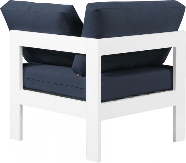 Meridian Furniture Nizuc Navy Waterproof Fabric Outdoor Patio Aluminum Corner Chair-1