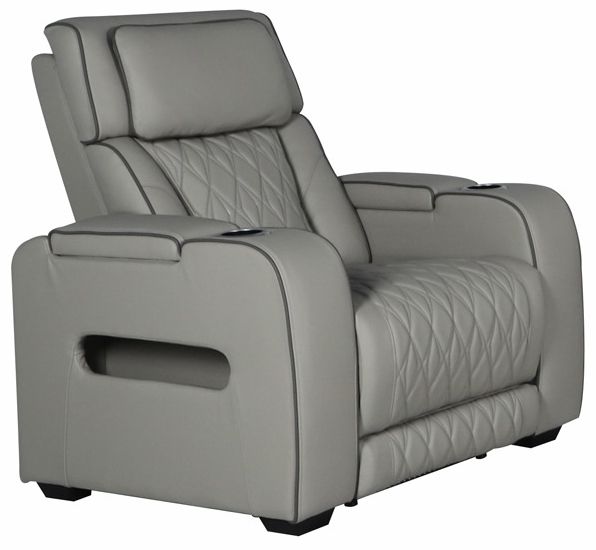 American Wholesale Furniture Opulence Taupe Power Recliner with Power Headrest-0