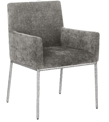 Meridian Furniture Reeves Gray/Brushed Silver Chenille Upholstered Dining Chair-0