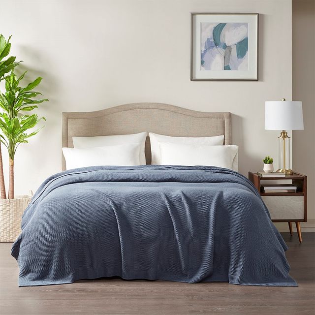 Olliix by INK+IVY Bree Knit Indigo Twin Blanket-3