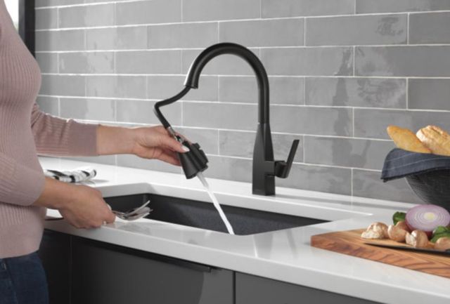 Peerless Xander® Matte Black 15" Single Handle Pull-Down Kitchen Faucet Tract Pack-2