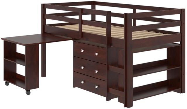Donco Kids Study & Sleep Cappuccino Youth Twin Low Loft with Desk, Chest and Bookcase-2