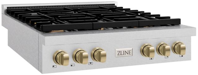 ZLINE Paramount Autograph Edition 36" Satin Stainless Steel Gas Cooktop with Champagne Bronze Accents-1