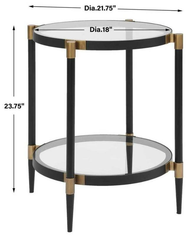 Uttermost® Chadid Glass Top Side Table with Black Frame and Gold Accents-2