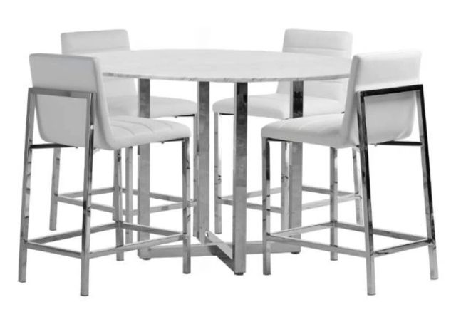 Modus Furniture Amalfi White/Chrome Counter Stool-2