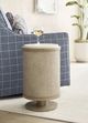Hammary® Hidden Treasures White Marble Top Round Linen Chairside Table with Brown Base-1