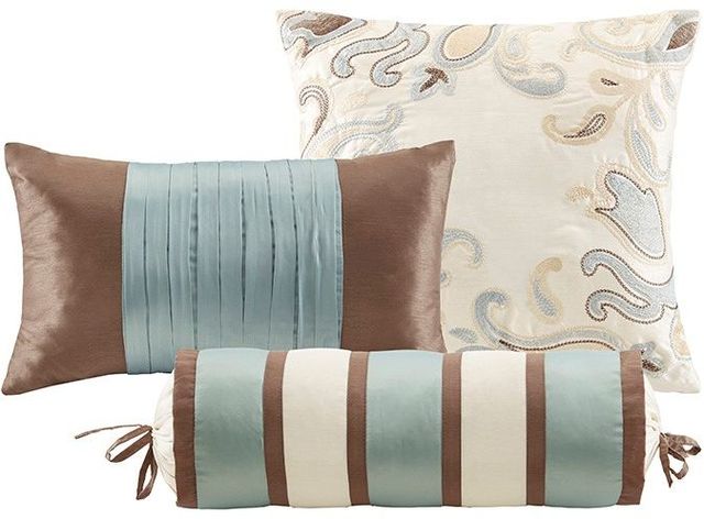 Olliix by Madison Park 6 Piece Blue Full/Queen Aubrey Duvet Cover Set-2
