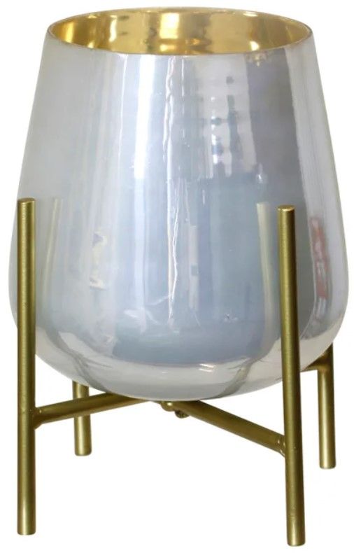 StyleCraft Ird Milky White/Gold Hurricane with Stand-0