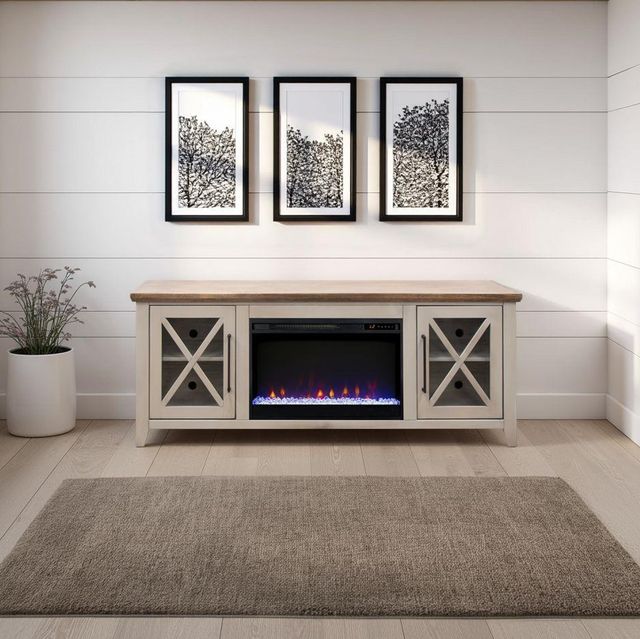 Legends Home Ithaca Bourbon/Sandstone 66" Fireplace Console-1