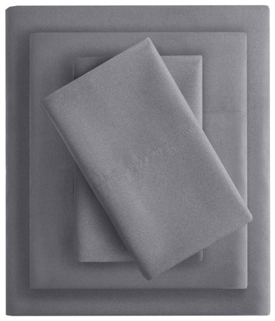 Olliix by Clean Spaces Charcoal Infused Charcoal California King Solid Microfiber sheet set-0