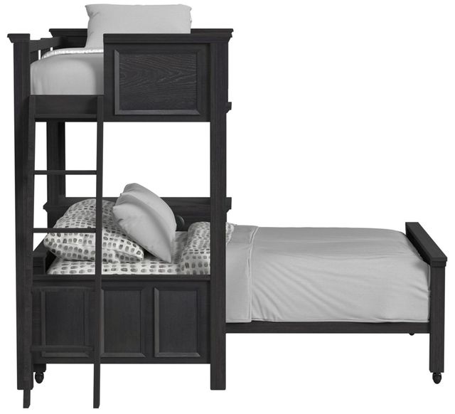 Elements International Hampton Kids Charcoal Twin/Full Youth Loft Bed with Ladder and Desk-3