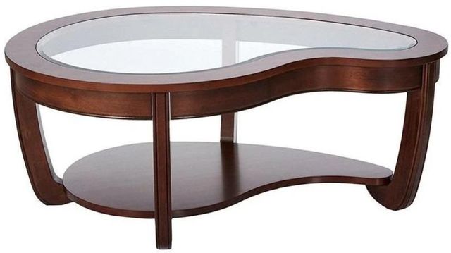 Furniture of America® Crystal Falls Dark Cherry Glass Insert Coffee table-0