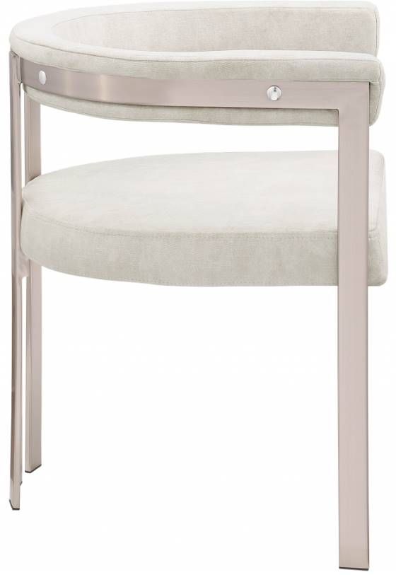 Meridian Furniture Marcello Stone/Brushed Chrome Velvet Dining Chair-3