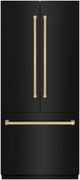 ZLINE Autograph Edition 36" 19.6 Cu. Ft. Black Stainless Steel Built-In French Door Refrigerator with Champagne Bronze Accents-0