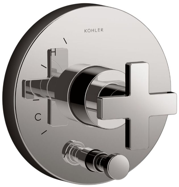 KOHLER® Composed® Rite-Temp® Vibrant Titanium Valve Trim with Push-Button Diverter and Cross Handle-0