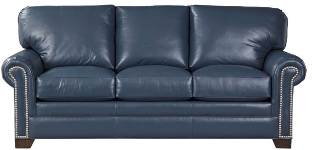 Craftmaster® Customizable CM Leather Pleated Rolled Arm Sofa-2