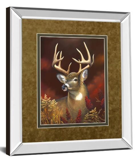 Classy Art Deer Portrait by Leo Stans Mirror Framed Wall Art-1