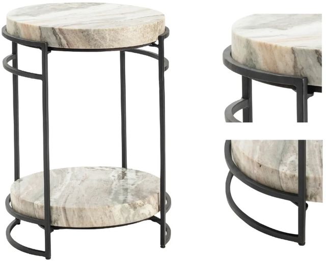 Crestview Collection Harvey Cream Accent Table with Black Frame-2