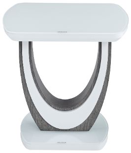 Mazin Furniture London White Lacquer End Table with U-Shaped Pedestal Base-1