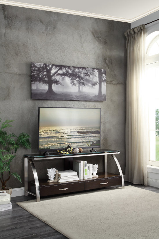 Mazin Furniture Tioga Brushed Chrome TV Stand-2