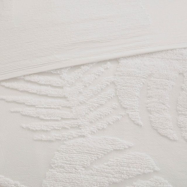 Olliix by Madison Park 3 Piece White King/California King Bahari Tufted Cotton Chenille Palm Coverlet Set-4