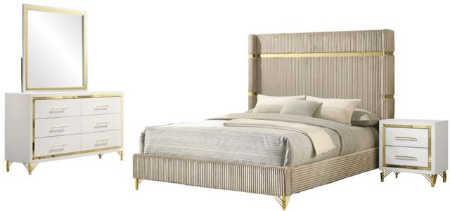 Coaster® Lucia 4-Piece Beige/White Eastern King Bedroom Set-0
