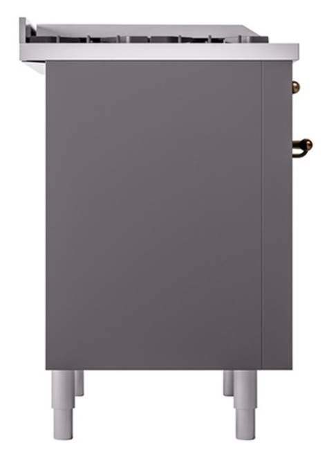 Ilve® Nostalgie II Noblesse 36'' Graphite Matte Pro Style Dual Fuel Range with Burnished Trim-2