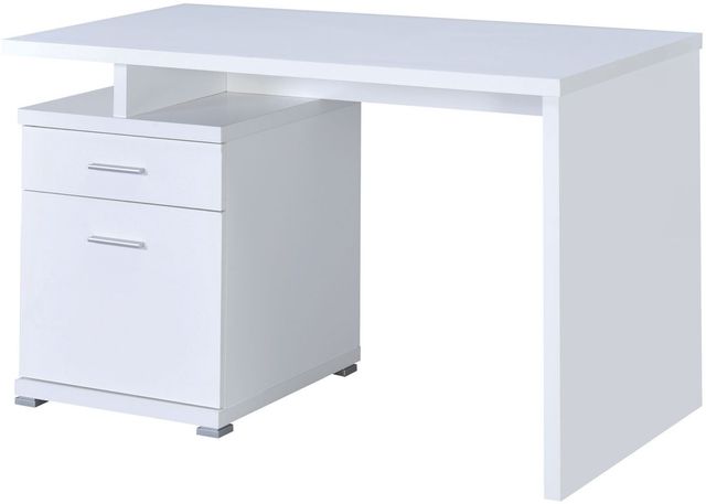 Coaster® Irving White 2-Drawer Office Desk With Cabinet -0