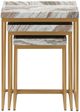 Crestview Collection Torrento 3-Piece White Nesting Table Set with Gold Base-1