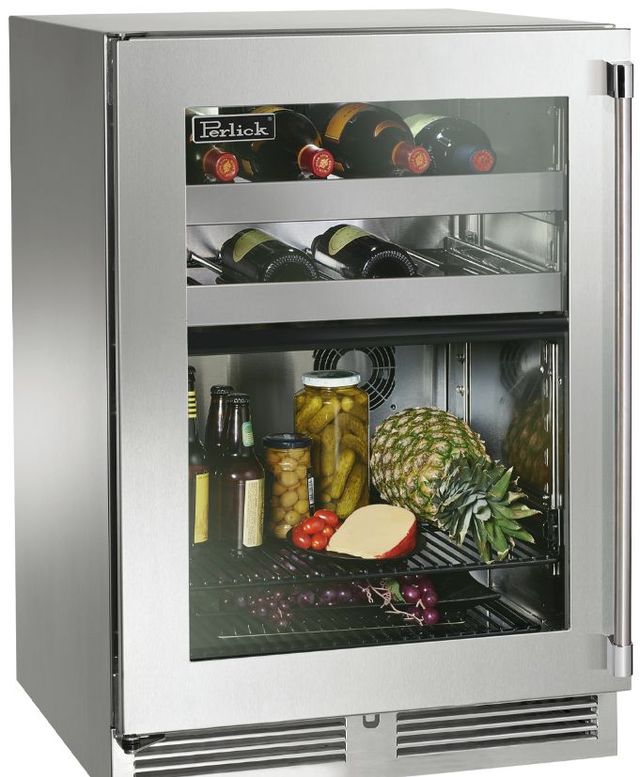 Perlick® Marine & Coastal Series 24" 5 Cu. Ft. Stainless Steel Glass Door Built-In Wine Reserve/Refrigerator with Dual Zone-0