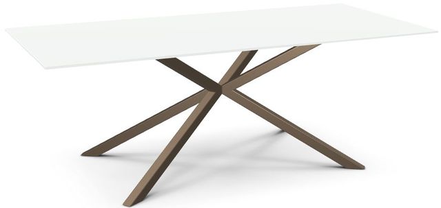 Amisco Customizable Asterisk White Glass 72' Rectangular Table with Starburst Stand-0