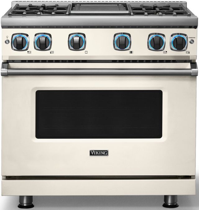 Viking® 7 Series 36" Pure White Pro Style Natural Gas Range with Griddle-3