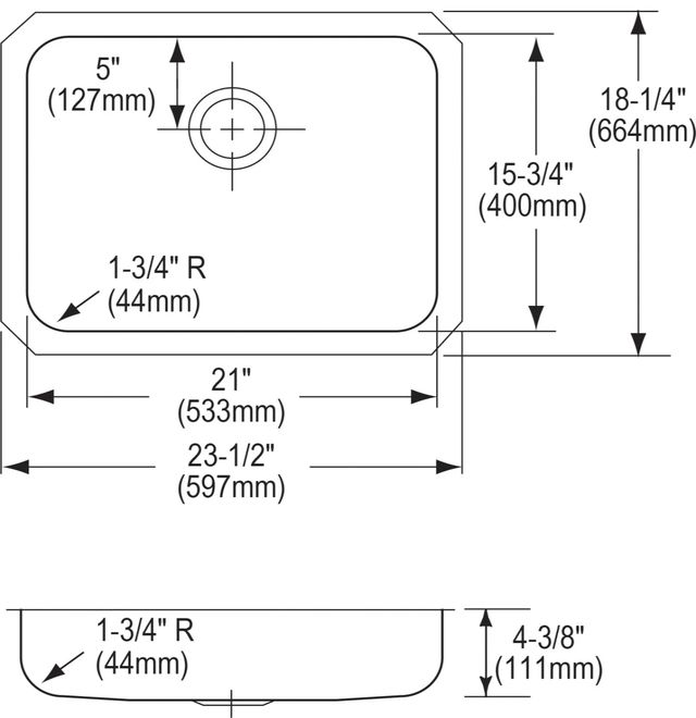 Elkay Lustertone® Lustrous Satin 24" Single Bowl Undermount ADA Sink-2
